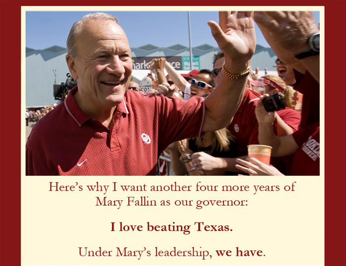 Coach Barry Switzer endorses Governor Mary Fallin